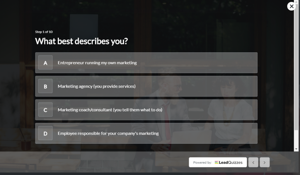 lead generating quiz from leadquizzes