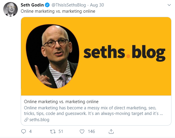 A tweet from Seth Godin