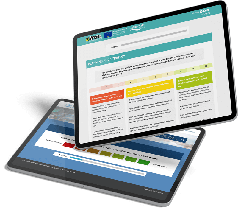 Diagnostic tools for dynamic learning shown on 2 devices