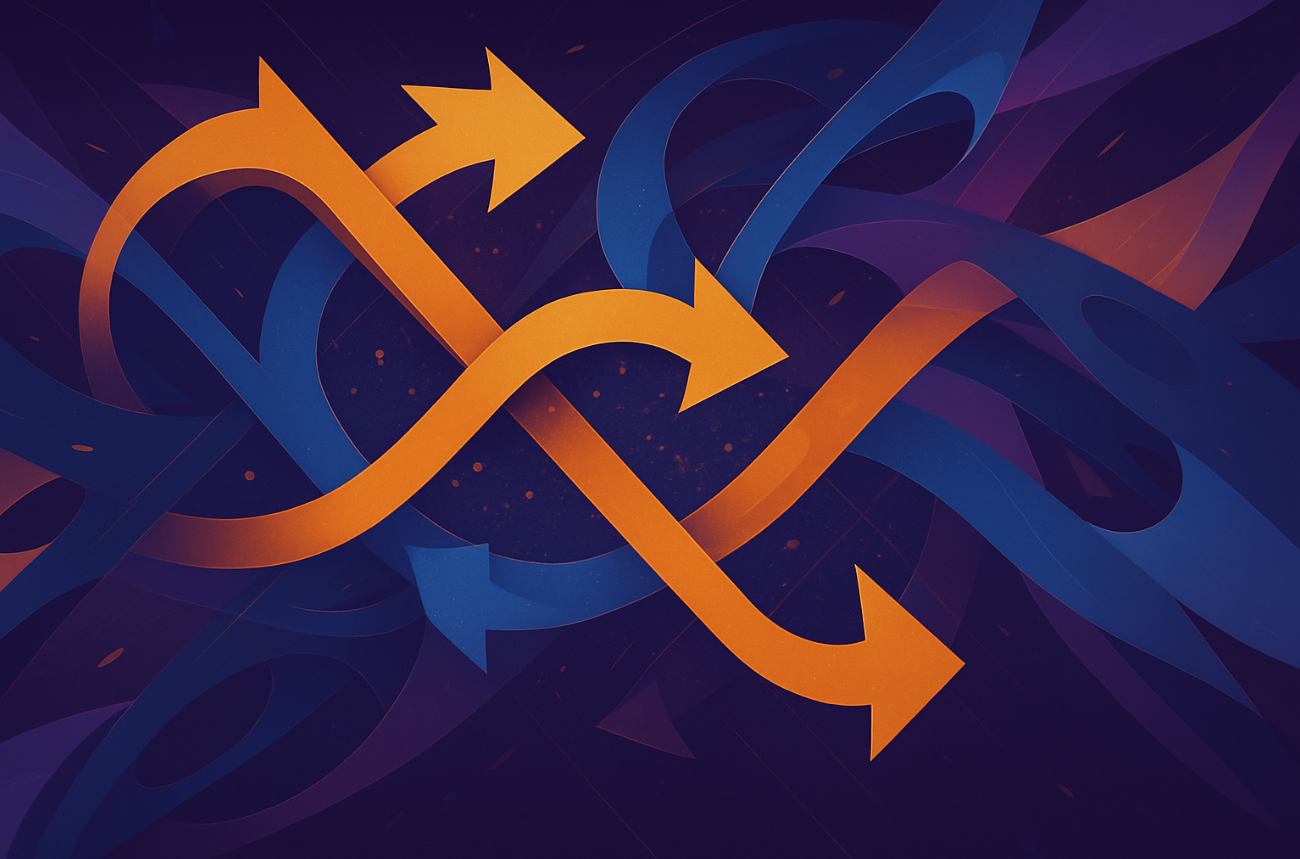 Image of intertwining arrows