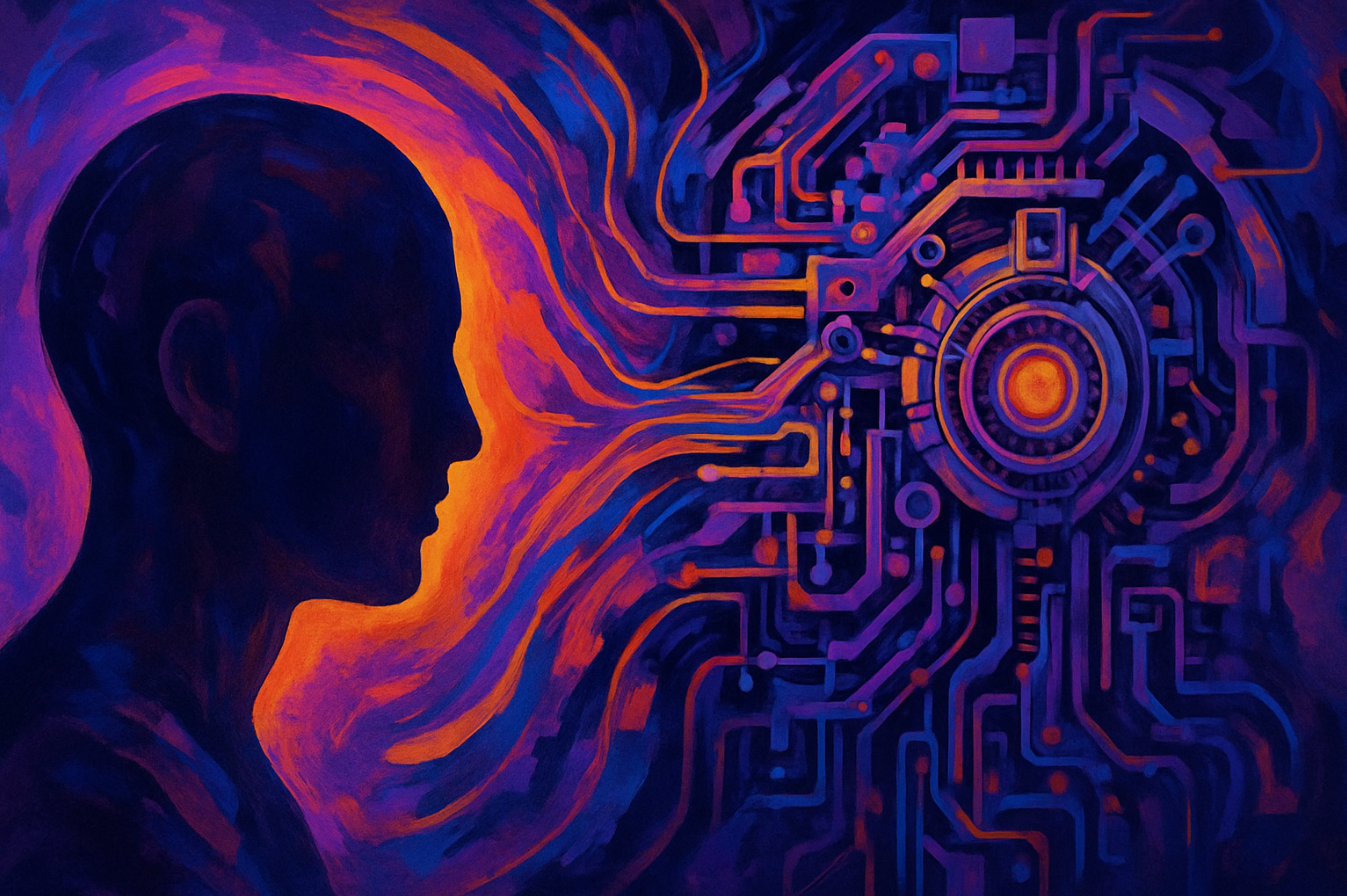 Image resembling humans interacting with AI