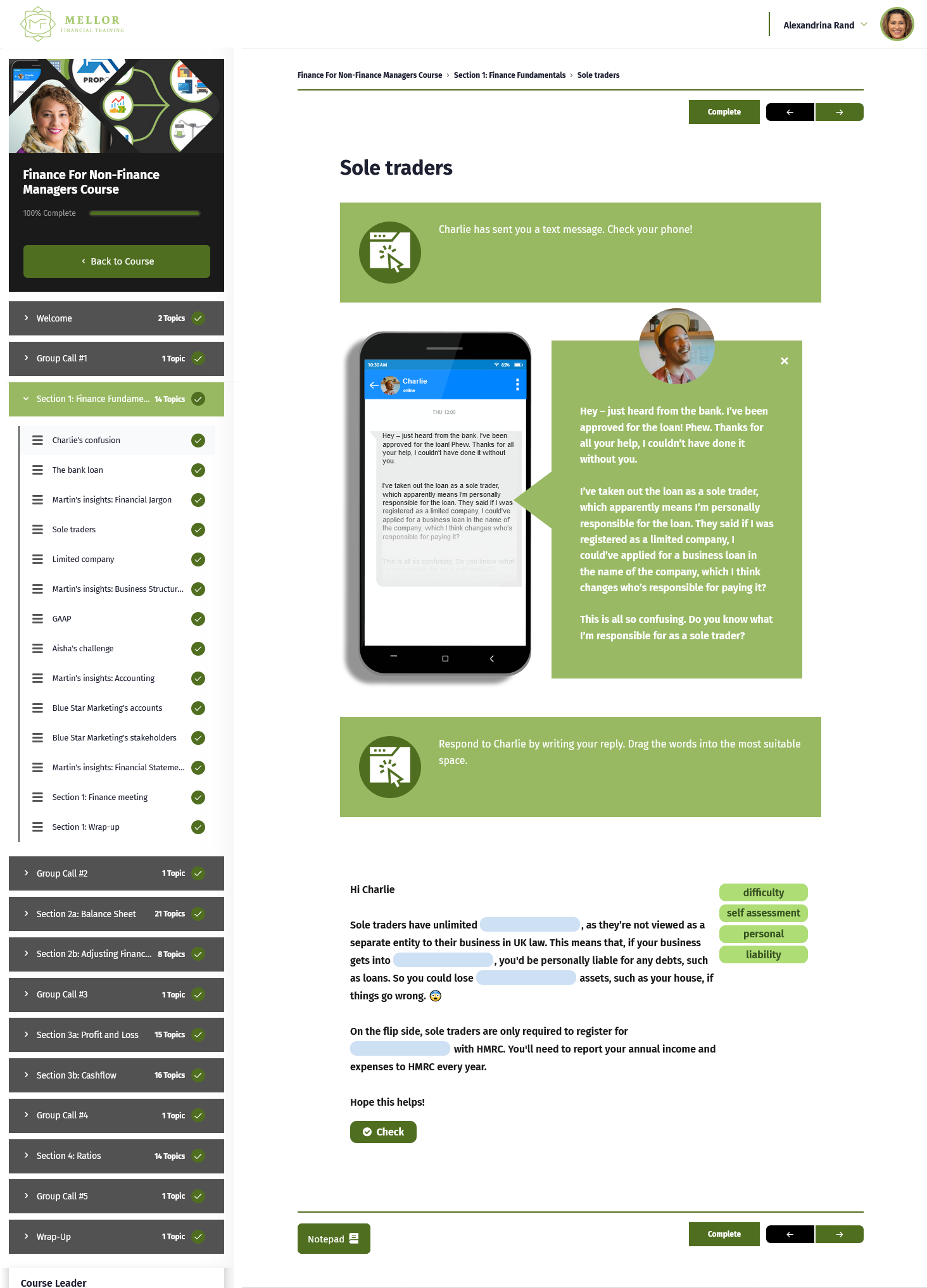 Mellor Financial Training Hub Screenshot